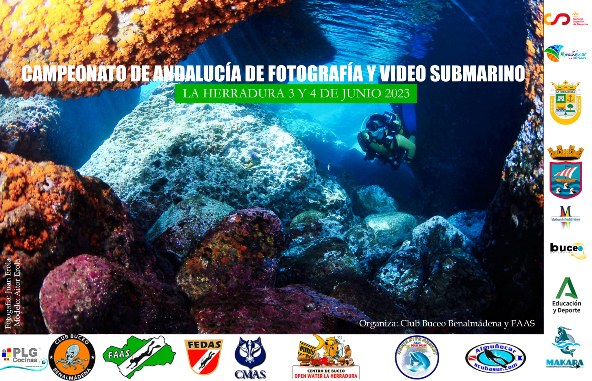 El Campeonato de Andalucía de Fotografía y  Video Submarino se desarrollará en La Herradura del 3 al 4 de junio